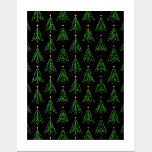 Elegant yellow and green crystal Christmas Tree pattern Posters and Art